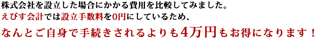 当事務所では、設立をお考えの方向けに「手続き費用も無料」でお受けする「会社設立サポートパック」をご用意しております。